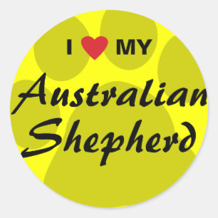 I Liebe (Herz) Mein Australischer Hirte Runder Aufkleber