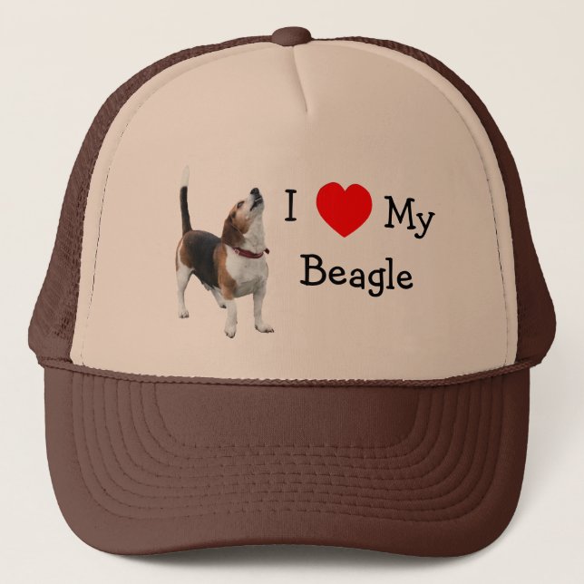 I Liebe-Herz mein Beagle-niedlicher Hundehut Truckerkappe (Vorderseite)