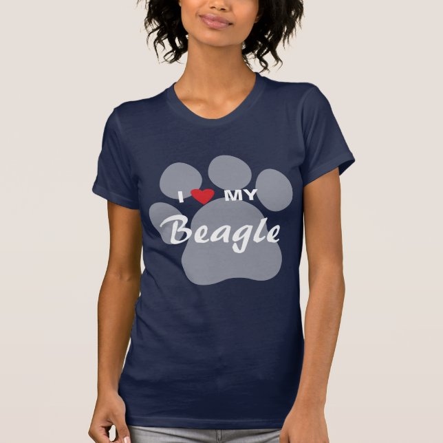 I Liebe (Herz) mein Beagle Pawprint T-Shirt (Vorderseite)