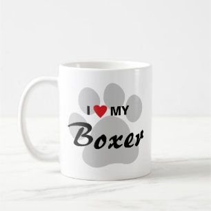 I Liebe (Herz) mein Boxer Pawprint Kaffeetasse