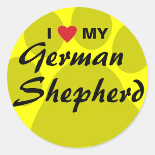 I Liebe (Herz) Mein Deutscher Hirtenpawprint Runder Aufkleber