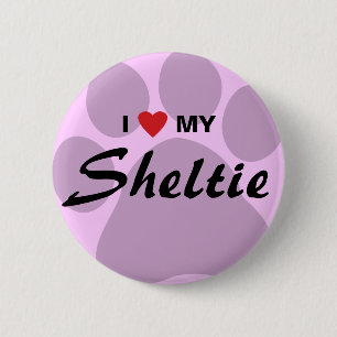 I Liebe (Herz) mein die Shetlandinseln-Schäferhun Button