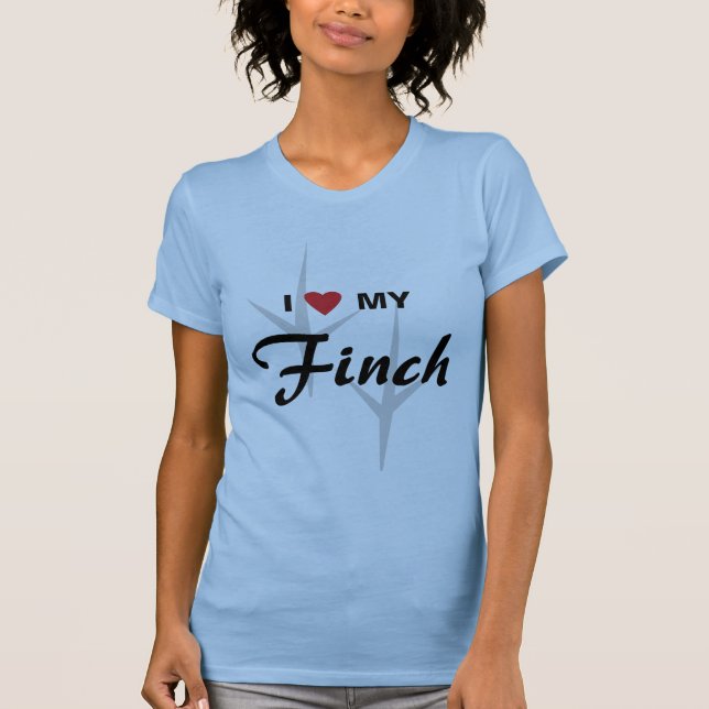 I Liebe (Herz) mein Fink-Vogel-Bahn-Entwurf T-Shirt (Vorderseite)