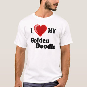 I Liebe (Herz) mein goldener Gekritzel-Hund T-Shirt