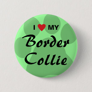 I Liebe (Herz) mein Grenzcollie Pawprint Button