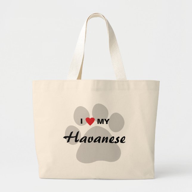 I Liebe (Herz) mein Havanese Pawprint Jumbo Stoffbeutel (Vorne)