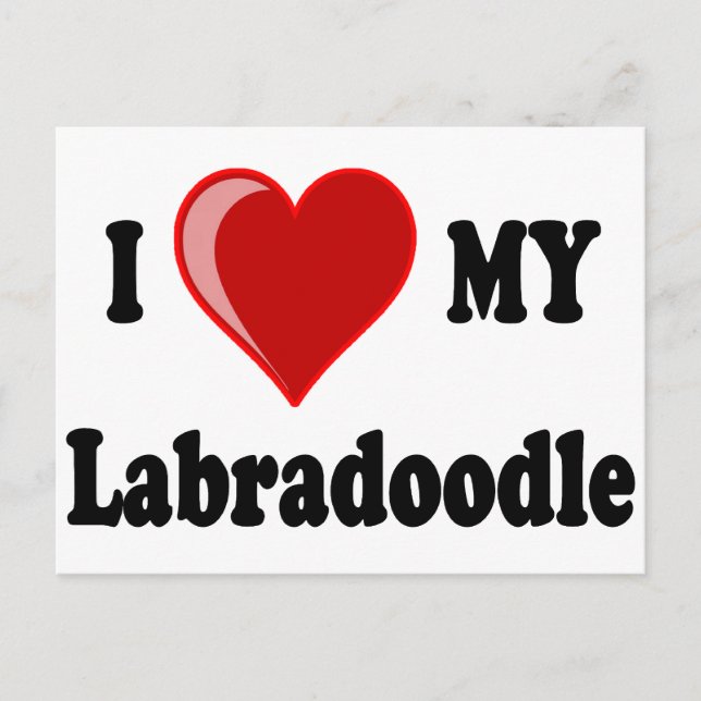 I Liebe (Herz) Mein Labradoodle Hund Postkarte (Vorderseite)