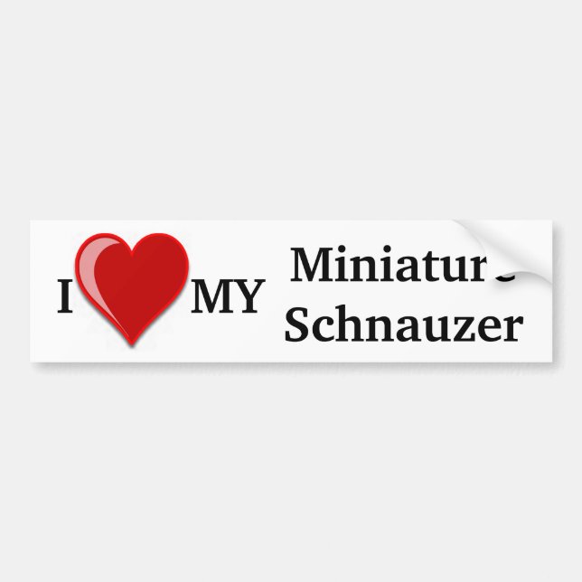 I Liebe (Herz) mein Miniaturschnauzer-Hund Autoaufkleber (Vorne)