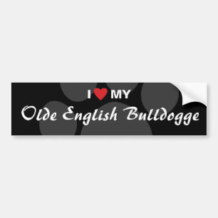 I Liebe (Herz) mein Olde Englisch Bulldogge Autoaufkleber