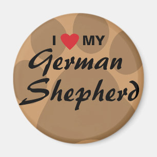 I Liebe (Herz) mein Schäferhund Pawprint Magnet