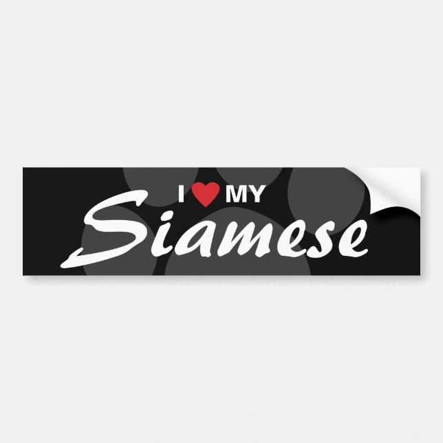 I Liebe (Herz) mein siamesisches Autoaufkleber (Vorne)