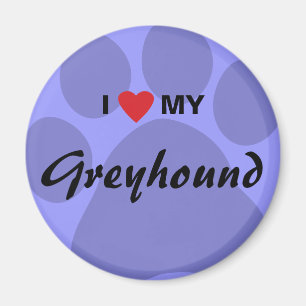 I Liebe (Herz) mein Windhund-Tatzen-Druck Magnet