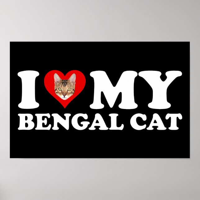 I Liebe (Herz) Meine Bengalische Katze Poster (Vorne)