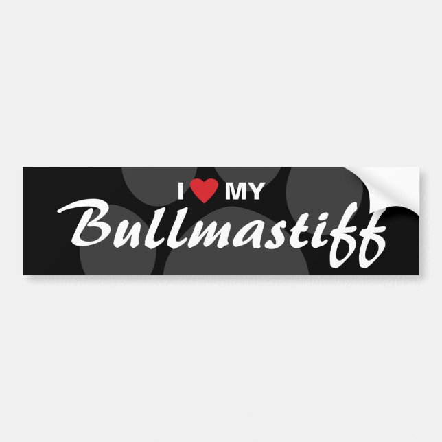 I Liebe (Herz) meine Bullmastiff Zucht Autoaufkleber (Vorne)