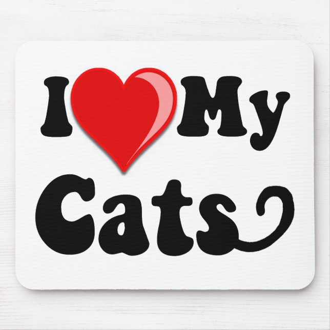 I Liebe (Herz) meine Katzen Mousepad (Vorne)