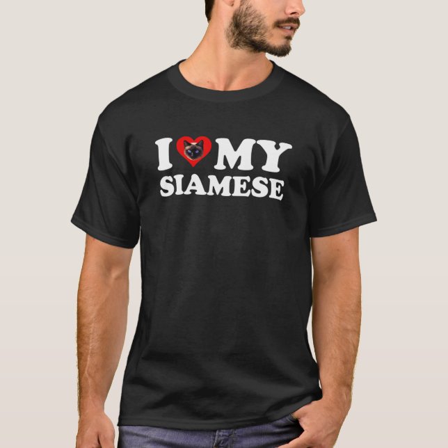 I Liebe (Herz) Meine Siamkatze Lover T-Shirt (Vorderseite)