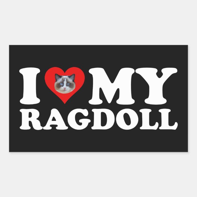 I Liebe (Herz) My Ragdoll Rechteckiger Aufkleber (Vorderseite)