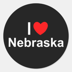 I Liebe (Herz) Nebraska Runder Aufkleber