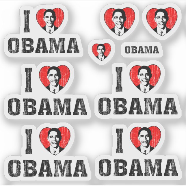 I Liebe Herz Obama Contut Cut Set Aufkleber (Vorderseite)