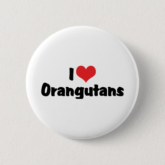 I Liebe Herz Orangutans Button (Vorderseite)