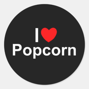 I Liebe (Herz) Popcorn Runder Aufkleber