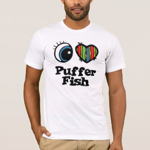 I Liebe (Herz) Puffer Fisch T-Shirt