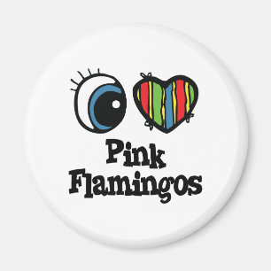I Liebe (Herz) Rosa Flamingos Magnet
