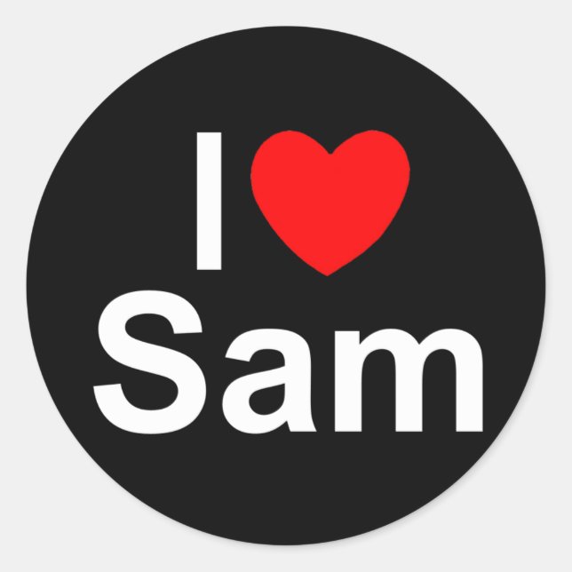 I Liebe (Herz) Sam Runder Aufkleber (Vorderseite)