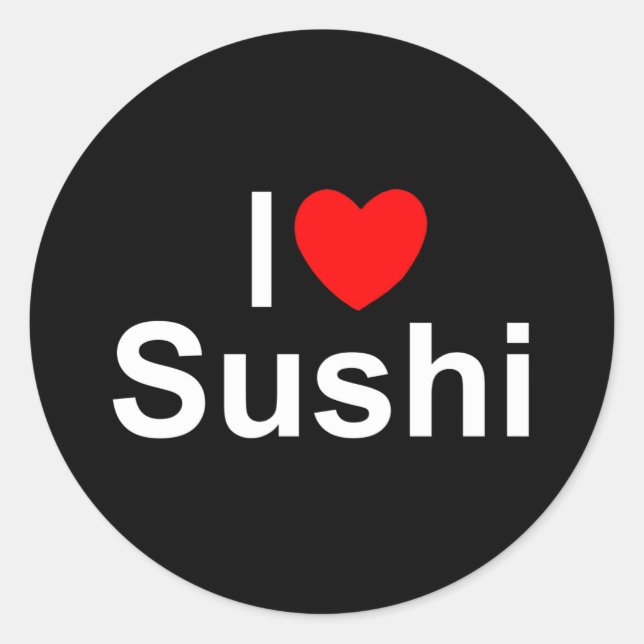 I Liebe (Herz) Sushi Runder Aufkleber (Vorderseite)