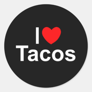 I Liebe (Herz) Tacos Runder Aufkleber