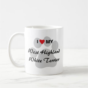 I Liebe (Herz) Westie Pawprint Kaffeetasse
