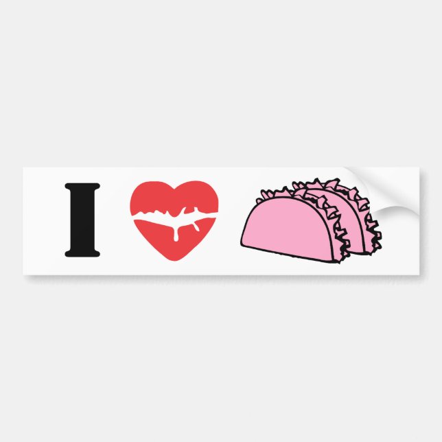 I Liebe-Herz, zum der rosa Tacos-Lippen zu essen Autoaufkleber (Vorne)