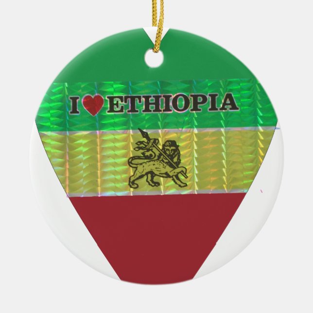 I Liebe Herzäthiopien: Flag Art Motif Keramik Ornament (Vorne)