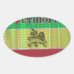 I Liebe Herzäthiopien: Flag Art Motif Ovaler Aufkleber