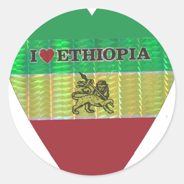 I Liebe Herzäthiopien: Flag Art Motif Runder Aufkleber (Vorderseite)