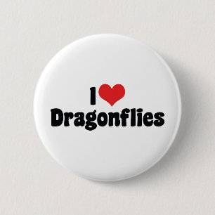 I Liebe Herzdrachenfliegen - Libelle Lover Button