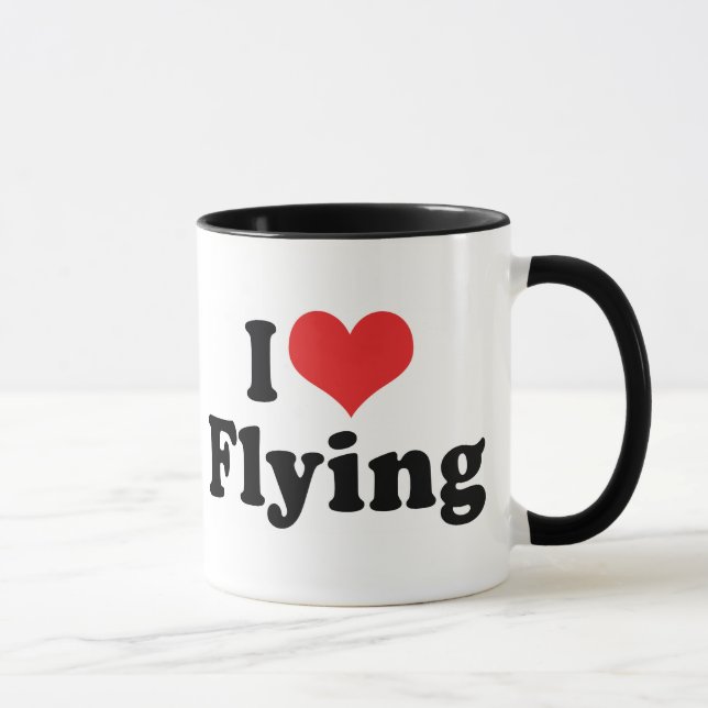 I Liebe Herzfliegen - Flugzeug im Hintergrund Tasse (Rechts)