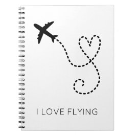 I Liebe Herzflieger Flugzeuge Pilotleitungen Notizblock