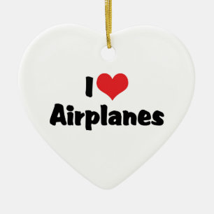 I Liebe Herzflugzeuge Keramikornament