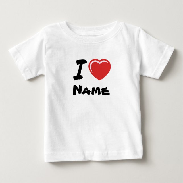 I Liebe Herzlicher Individuelle Name Baby T-shirt (Vorderseite)