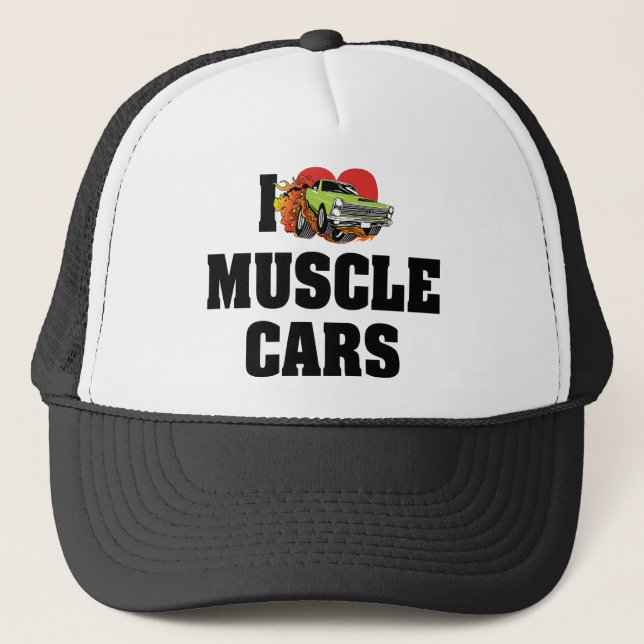 I Liebe Herzmuskelwagen - Muskelwagen Truckerkappe (Vorderseite)