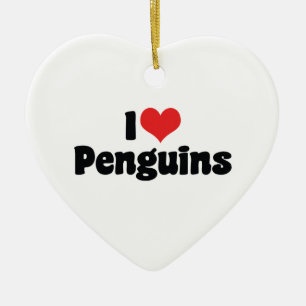I Liebe Herzpinguine - Pinguin Lover Keramik Ornament