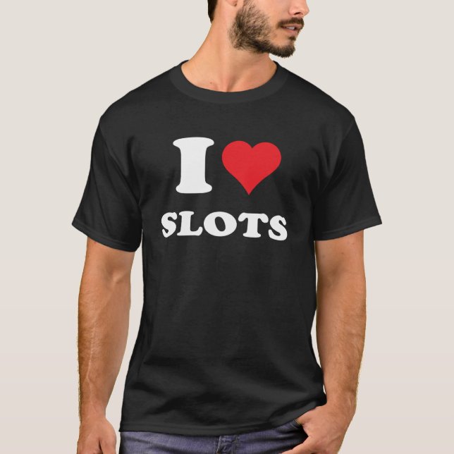I Liebe Herzschlitten Funny Playing Slots Maschine T-Shirt (Vorderseite)