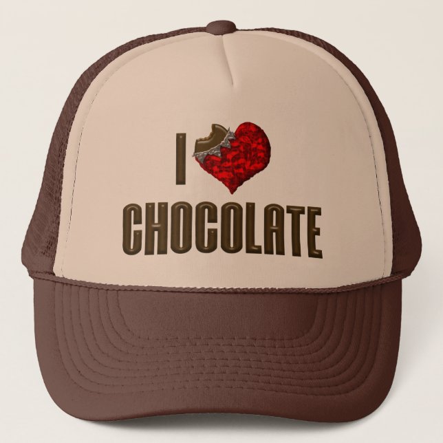 I Liebe Herzschokolade - Candy Bar Cocoa Lover Truckerkappe (Vorderseite)