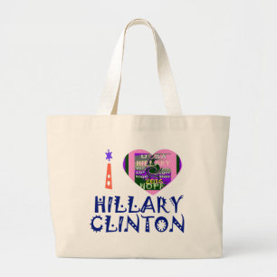 I Liebe Hillary Clinton für US-Präsident Heart Jumbo Stoffbeutel