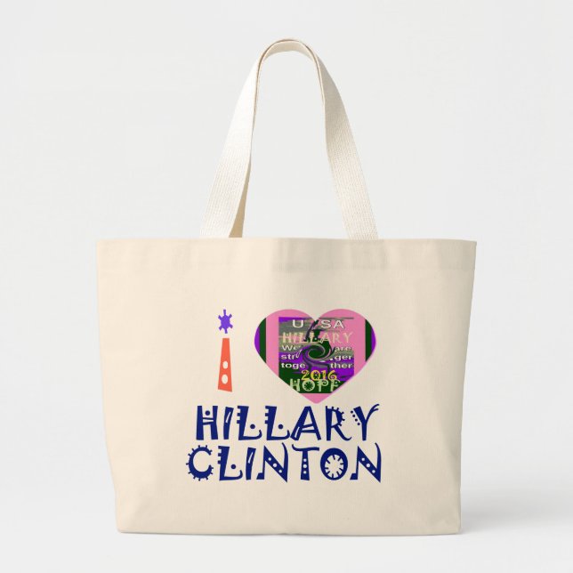 I Liebe Hillary Clinton für US-Präsident Heart Jumbo Stoffbeutel (Vorne)