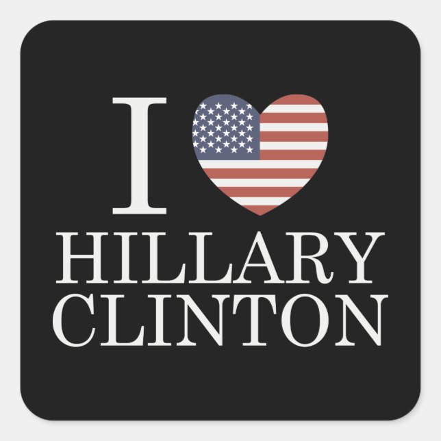 I Liebe Hillary Clinton Quadratischer Aufkleber (Vorderseite)
