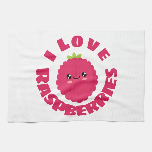 I Liebe Himbeeren Geschirrtuch (Horizontal)
