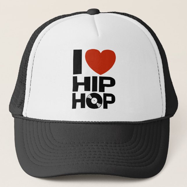 I Liebe Hip Hop Truckerkappe (Vorderseite)