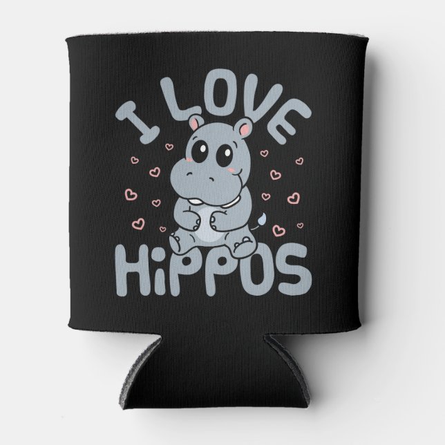 I Liebe Hippos Niedlich Hippopotamus Lover Dosenkühler (Vorderseite)